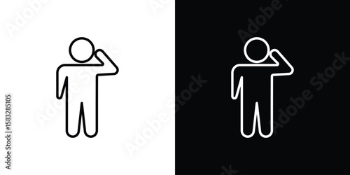 Salute icon line for web, mobile and infographics.