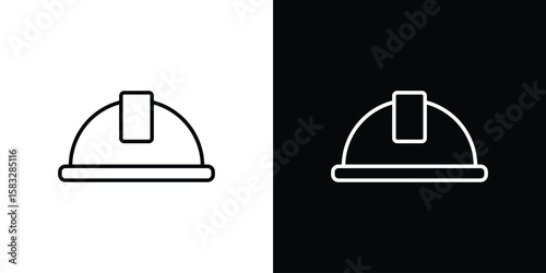 Safety helmet icon line for web, mobile and infographics.