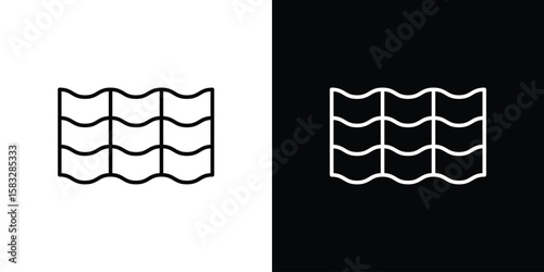 Roof tile icon line for web, mobile and infographics.