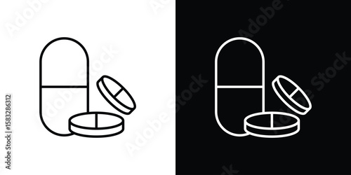 Pills icon line for web, mobile and infographics.