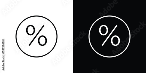 Percent icon line for web, mobile and infographics.