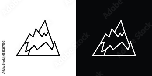 Mountain icon line for web, mobile and infographics.