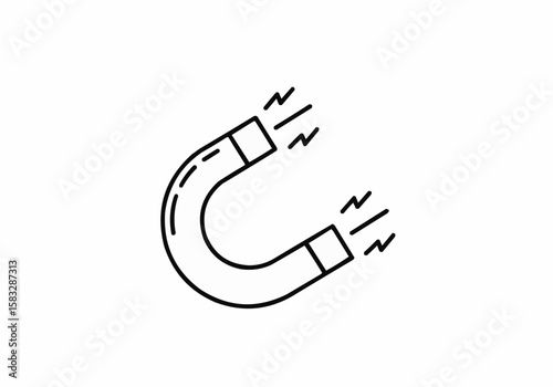 Illustration of a horseshoe magnet with magnetic field lines on a white background vector image