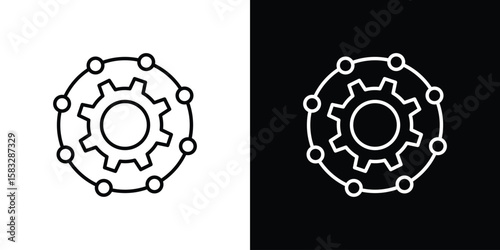 Microservices icon line for web, mobile and infographics.