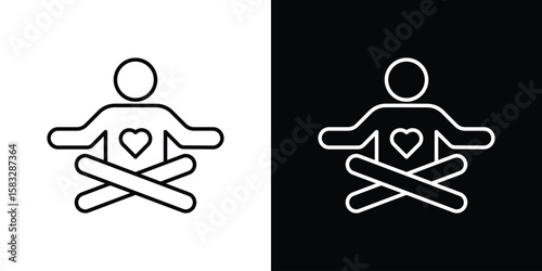Meditating icon line for web, mobile and infographics.