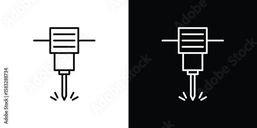 Hydraulic breaker icon line for web, mobile and infographics.