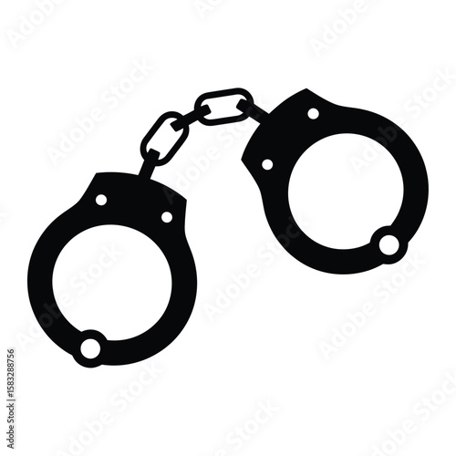 Black Handcuffs Illustration on White Background Symbolizing Law Enforcement