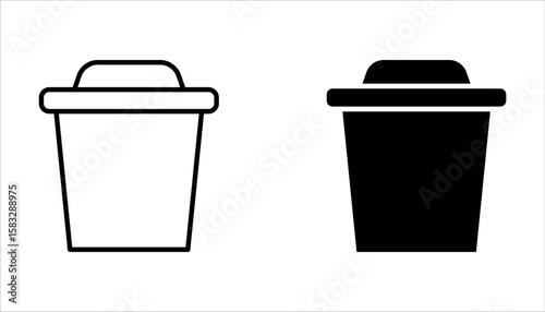 trash can icon set, vector illustration on white background.