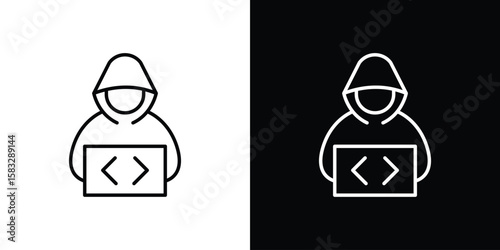 Hacker icon line for web, mobile and infographics.