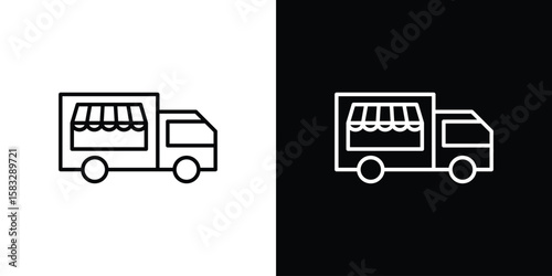 Food truck icon line for web, mobile and infographics.