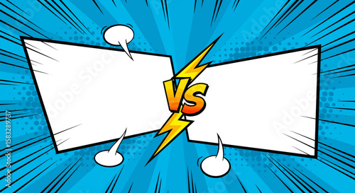 Comic Book Style "VS" Battle Background with Speech Bubbles