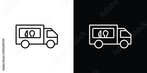 Food truck icon line for web, mobile and infographics.