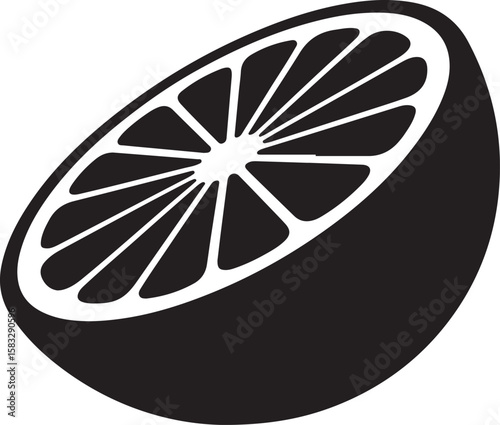 Black citrus slice icon fruit white