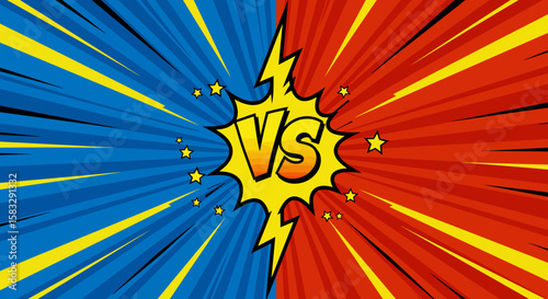 Comic Book Style "VS" Graphic with Blue and Red Background