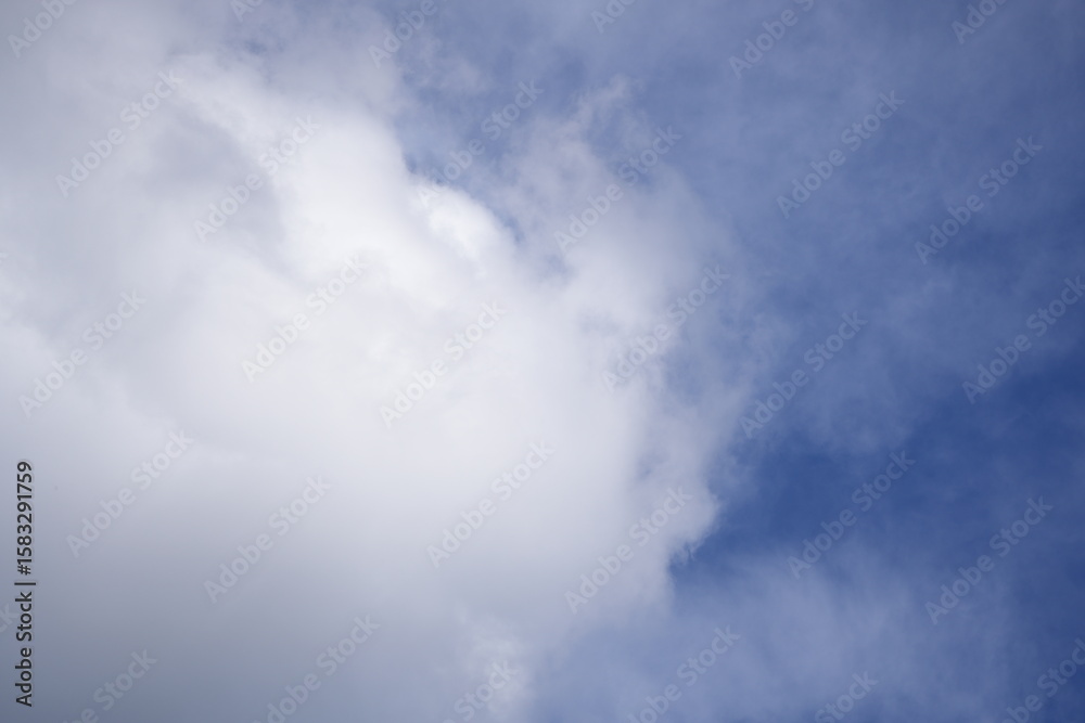 Bright blue sky with soft white clouds scattered across a clear day, evoking a sense of peace and natural freshness Bright blue sky with soft white clouds scattered across a clear day, evoking a sense of peace and natural freshness