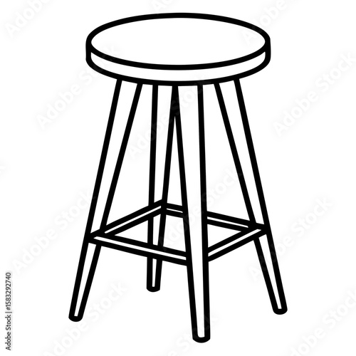 Minimal Bar Stool Line Art