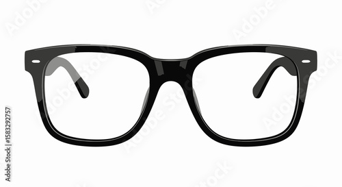 Oversized Black Square Frame Eyeglasses, Front View