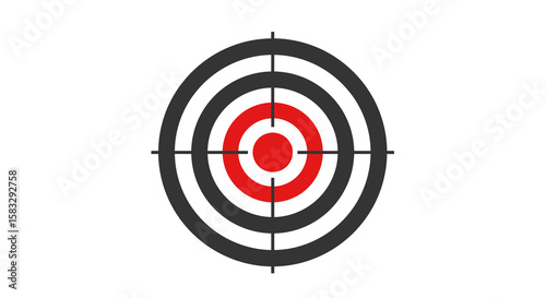 Red and Black Concentric Circle Target with Crosshairs