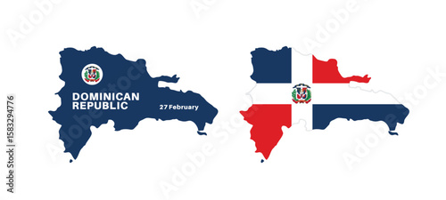 Set of isolated dominican republic maps. dominican republic flag overlaid with flag proportions. Maps and traveling around the world