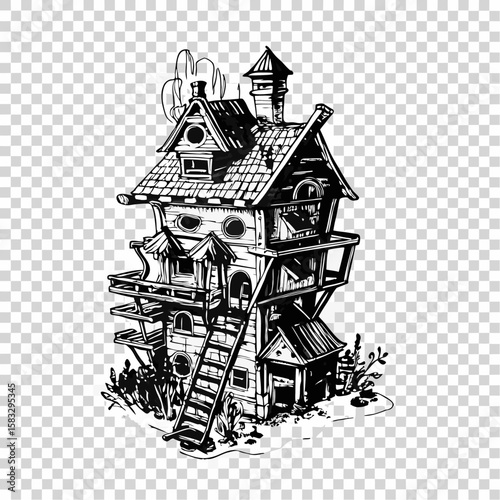 Vector illustration of an old medieval fantasy castle, perfect for a vintage or fairytale town design sketch
