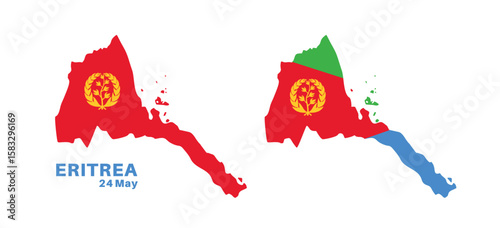 Set of isolated eritrea maps. eritrea flag overlaid with flag proportions. Maps and traveling around the world