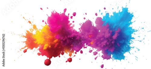  Rainbow Holi Color Explosion – Paint Powder Splash on White Background for Bright Festival Art and Design
