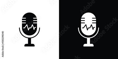 Voice recognition icon vector graphics. Flat solid black vector set