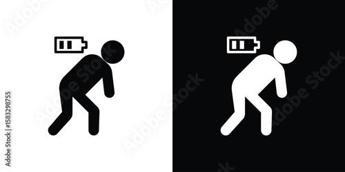 Tired person icon vector graphics. Flat solid black vector set