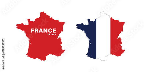 Set of isolated france maps. france flag overlaid with flag proportions. Maps and traveling around the world