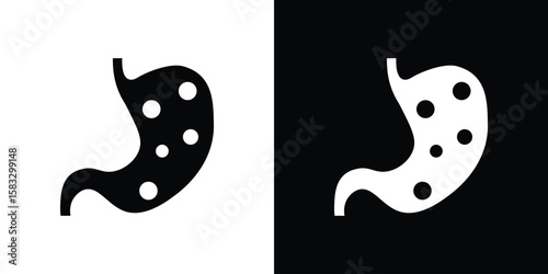 Stomach with Liquids icon vector graphics. Flat solid black vector set