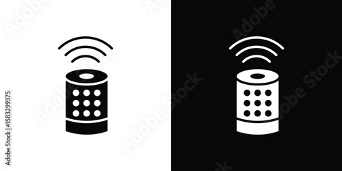 Smart speaker icon vector graphics. Flat solid black vector set