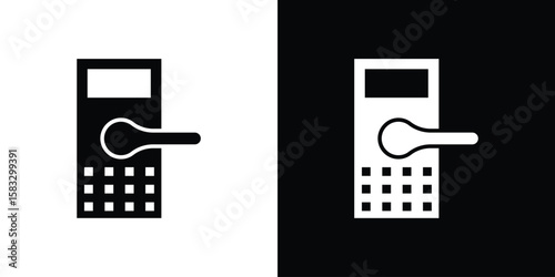 Smart lock icon vector graphics. Flat solid black vector set