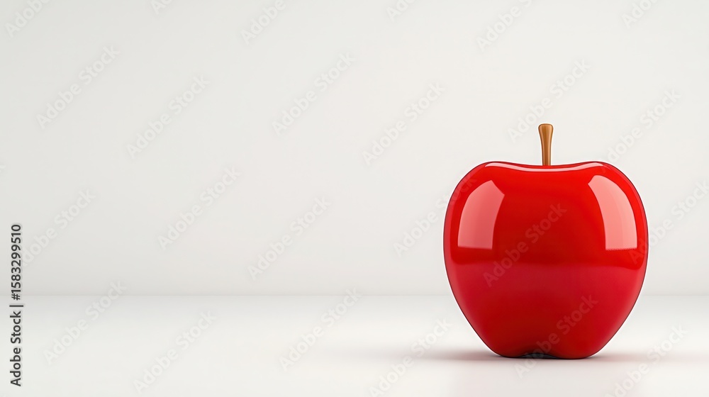 Obraz premium Bright Red Apple on Minimalist White Background for Freshness and Health Concepts