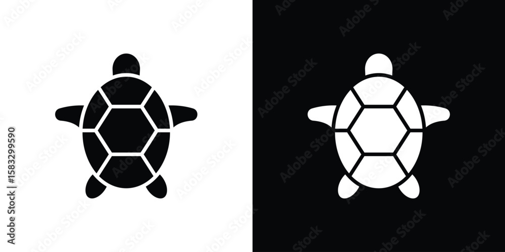 Obraz premium Sea turtle icon vector graphics. Flat solid black vector set
