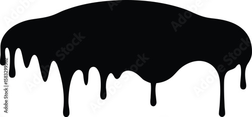 Black dripping paint silhouette vector, paint splashes illustration