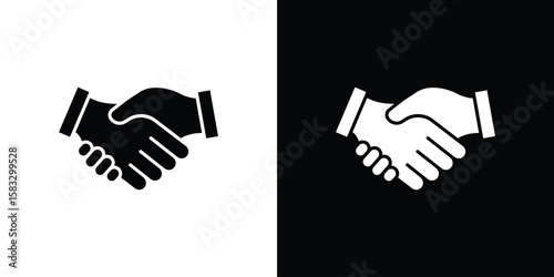 Shake hands icon vector graphics. Flat solid black vector set