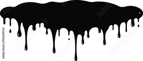 Black dripping paint silhouette vector, paint splashes illustration