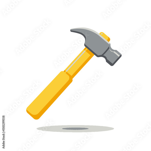 Isolated vector illustration of a hammer with a yellow handle, commonly used for construction, repair, and home improvement projects, presented on a clean background.