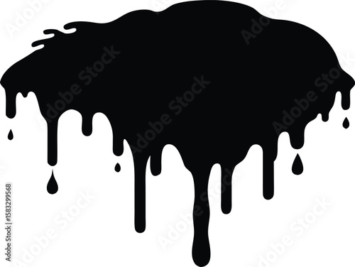 Black dripping paint silhouette vector, paint splashes illustration