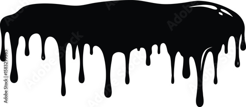 Black dripping paint silhouette vector, paint splashes illustration