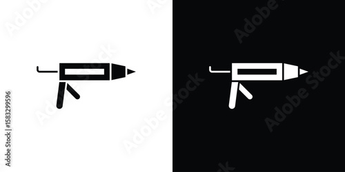 Sealants gun icon vector graphics. Flat solid black vector set