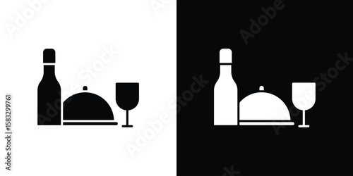 Room service icon vector graphics. Flat solid black vector set