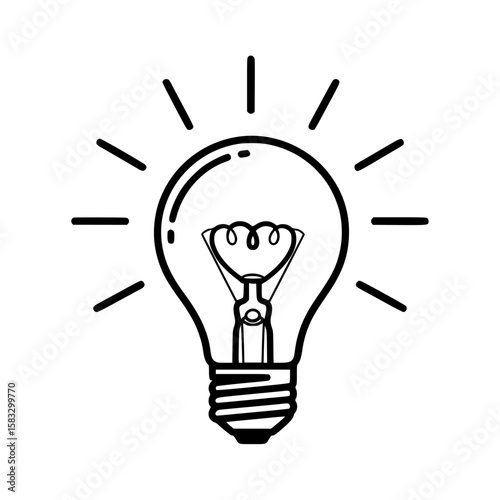 Illuminating Idea: A graphic rendering of a glowing lightbulb, symbolizing innovation, thought, and insight, radiating potential and energy.