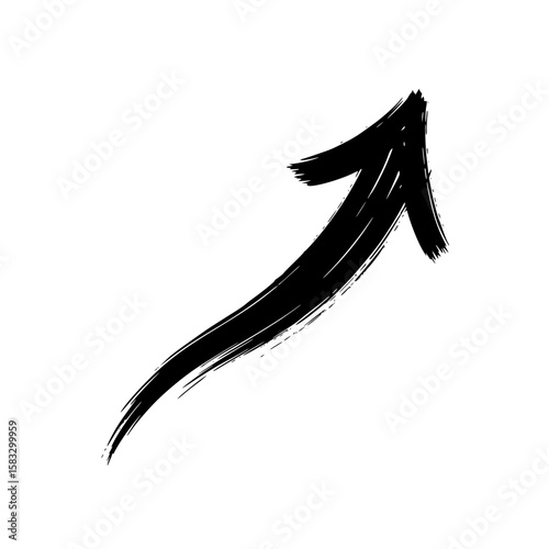 Arrow of Ascension: A dynamically rendered illustration of a black arrow pointing upwards, rendered with textured brushstrokes, suggesting a concept of upward movement and progress