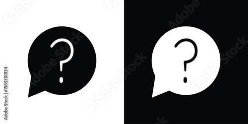 Question icon vector graphics. Flat solid black vector set