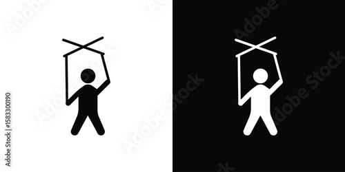 Puppet icon vector graphics. Flat solid black vector set