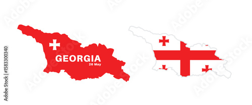 Set of isolated georgia maps. georgia flag overlaid with flag proportions. Maps and traveling around the world