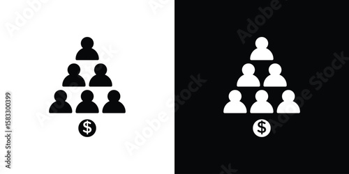 Ponzi scheme icon vector graphics. Flat solid black vector set