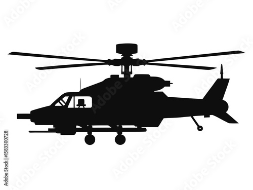 fighter helicopter black silhouette vector,helicopter icon illustration
