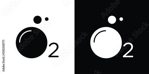 Oxygen O2 icon vector graphics. Flat solid black vector set